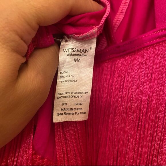 Weissman Dance costume hot pink sassy fringe dress Spice Up Your Life 14130 MA - Picture 8 of 12